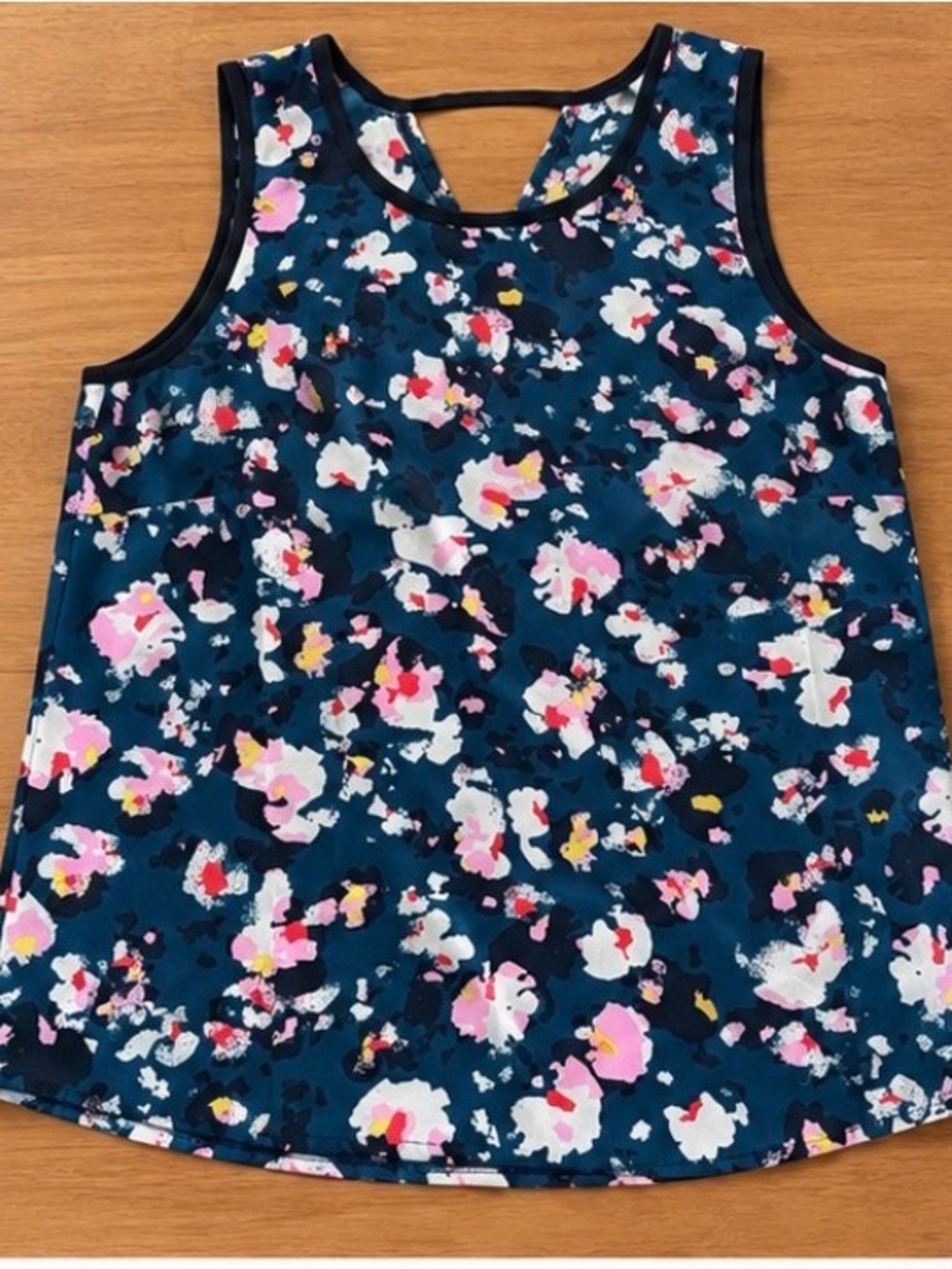 CAbi Teal Floral Tank with Pink, White & Yellow Accents